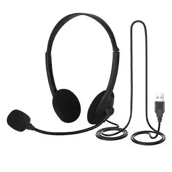 Usb проводные наушники, регулируемые универсальные наушники с шумоподавлением, шлем, игровая гарнитура для планшета, компьютера, настольного ПК, ноутбука чёрный