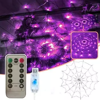 USB Пульт Дистанционного Управления 70 Светодиодных Сетевых Огней Огни для Украшения на Хэллоуин Огни для Атмосферы Ужаса One Size чёрный