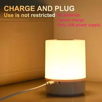 USB-разъем Power LED Touch Night Light Warm Sleeping Lamp Защита глаз Чтение Прикроватная лампа для дома Детская комната Спальня WHITE&USB Plug