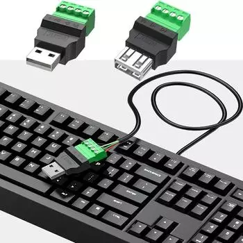 USB-разъем типа A USB 2.0, 4-контактный разъем типа «папа/гнездо» USB 2.0 4-контактный разъем с винтовой клеммой