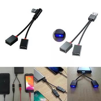 USB-разветвитель, 1 штекер на 2 гнезда, USB-удлинитель, зарядный шнур, адаптер питания, преобразователь-сплиттер A