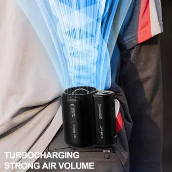 USB Rechargeable Hanging Neck Fan with 3-Speed Cooling - Ideal for Hiking and Sports чёрный