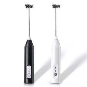 USB Rechargeable Milk Frother 3 Speeds Blender Egg Beater MINI Coffee Whisk Mixer Kitchen Whisk Tools Handle Hot Cooking Tools чёрный