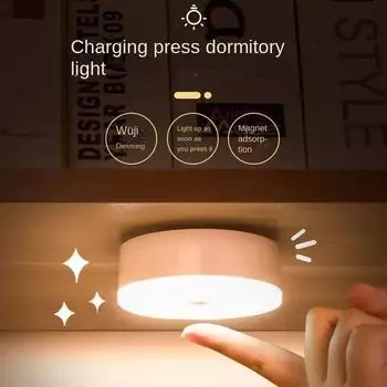 USB Rechargeable Neon Magnetic Base Light Led Sensitive Night Light Lamp Bedroom Demon Slayer Round Portable Stitch Kitchen Mood USB Plug холодный белый