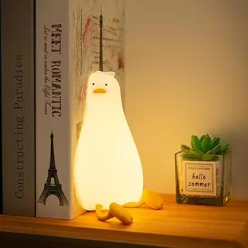USB Rechargeable Night Light Lying Duck Night Lamp Silicone Patting Light Room Bedside Lamp Home Decor Lamp For Child Gift оранжевый