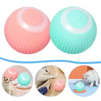 USB Rechargeable Self Moving Motion Activated Ball Interactive Pet Ball Toy Automatic Moving Rolling Ball for Indoor Cat Kitten розовый
