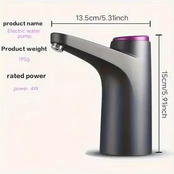 USB-Rechargeable Water Dispenser: Durable, Dual-Purpose Pump for Easy Access to Barreled Mineral Water чёрный