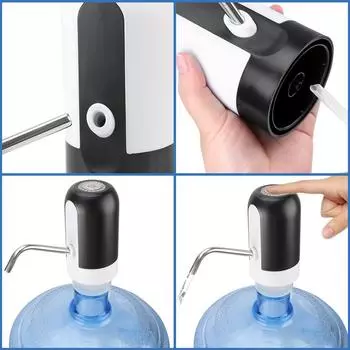 USB Rechargeable With Blue LED Light Wireless Electric Water Pump Kitchen Tools Barreled Water Pumping Device Black чёрный