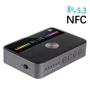 USB RGB цветной свет NFC ЦАП преобразователь аудио приемник передатчик Bluetooth 5.3 автомобильные аксессуары 3,5 мм AUX RCA коаксиальный оптический беспроводной адаптер Black