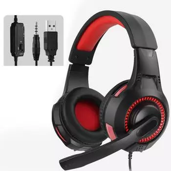 Usb RGB Light Игровая гарнитура Наушники с микрофоном Для ПК Компьютер Для Xbox One Professional Gamer Surround Sound Rgb Light красный