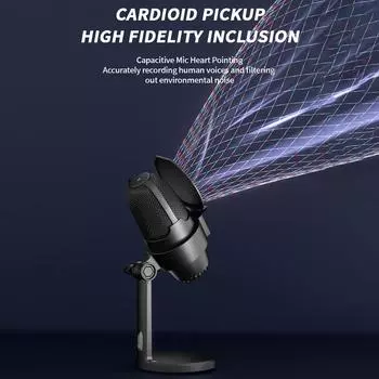 USB RGB микрофон компьютерный микрофонный комплект с штативом шумоподавление Plug & Play одна кнопка для отключения звука чёрный