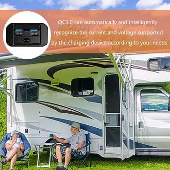 USB-розетки для автофургона, быстрая зарядка, 2 USB-разъема для зарядного устройства, водонепроницаемая автомобильная розетка QC3.0, быстрая со светодиодной подсветкой для гольф-кара, автофургона CHINA
