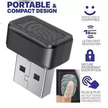 USB-считыватель отпечатков пальцев FIDO U2F Портативный ключ безопасности Мини-считыватель отпечатков пальцев с защитой от подделки для Windows 7/8/10/11 Hello