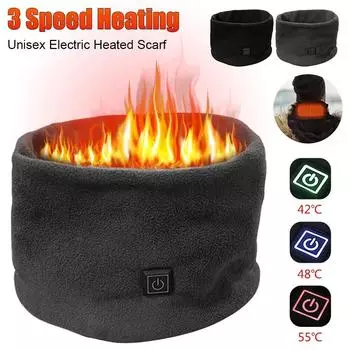 USB-шарф с подогревом, мужской унисекс, флисовая петля, бандана, теплый однотонный шарф, женский теплый бархатный шарф на шею, теплый бархатный шарф As the picture чёрный