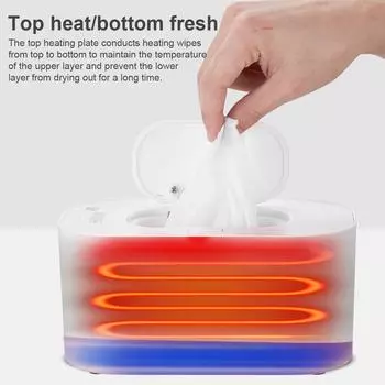 USB Smart Baby Wipe Warmer LED Light Влажные салфетки Сохраняют тепло Контейнер для хранения салфеток Регулируемая температура Подогрев Портативный розовый