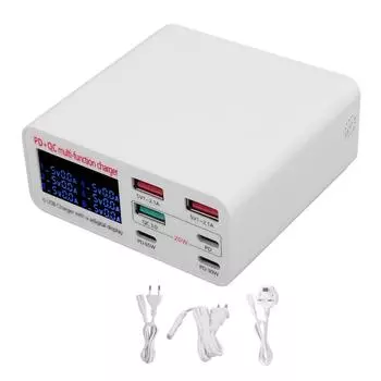 USB-станция для быстрой зарядки, 100 Вт, 6 портов, PD, 65 Вт, QC3.0, цифровой дисплей, USB-зарядное устройство, док-станция для Pro EU Plug