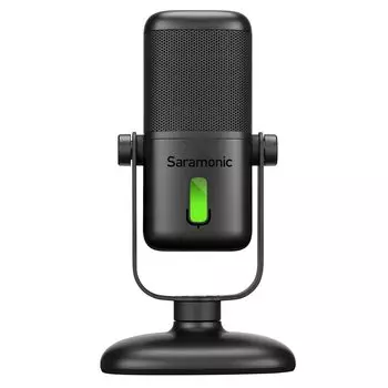 USB-студийный микрофон Saramonic с большой диафрагмой, магнитными настольными наушниками и светодиодом для iPhone, Android и других мобильных устройств SR-MV2000 | Подставка, выход,