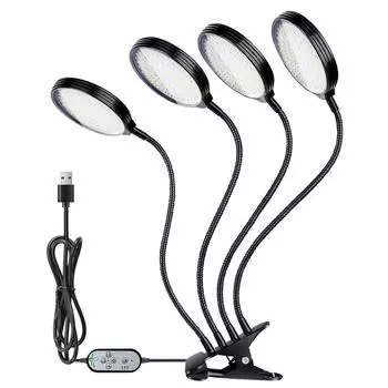 USB-светильник для выращивания растений, 78 светодиодов, солнечный свет, полный спектр, регулируемая настольная лампа с зажимом для выращивания комнатных растений, 5 уровней регулировки яркости