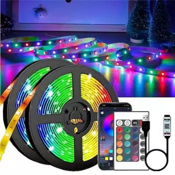 USB светодиодная лента 2835 SMD USB RGB лампа Гибкая светодиодная лента для лампы RGB TV Настольный диодная лента Подсветка телевизора Вечеринка 0.5m