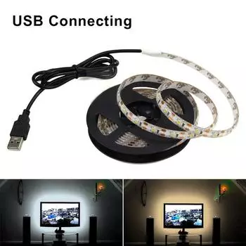 USB светодиодная лента 5 В SMD 2835 светодиодная фоновая подсветка для телевизора 1 м 2 м 3 м 4 м 5 м теплый белый гибкий светодиодный светильник Рождественская лампа для домашнего декора 1M 60LEDs белый