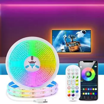 USB светодиодная лента RGB COB Bluetooth APP Control FCOB Гибкая светодиодная лента RA90 Cob Luces Led Lighting Music Sync для вечеринки с ПК USB-1M