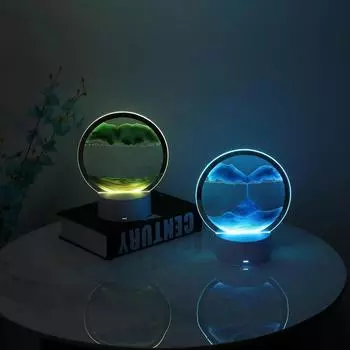 USB светодиодная RGB лампа для песка, ночник с движущимся песком, 7 цветов, свет в виде песочных часов, 3D настольная лампа с движущимся песком, рождественский подарок фиолетовый