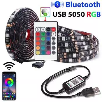 USB светодиодные ленты Bluetooth-совместимые 5050 RGB ИК-управление Led Mural Chambre Гибкая лента с диодной лампой для домашнего ТВ Фоновые светильники 0.5M