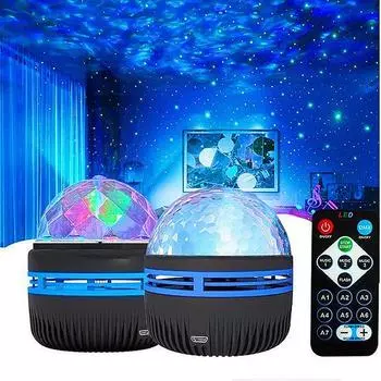 USB светодиодные ночники Galaxy Starry Sky Projector Aurora Lamp DC 5V RGB цветной пульт дистанционного управления вращающееся освещение для домашнего декора синий