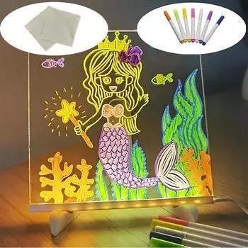 USB Светодиодный Ночник Акриловая Доска для Заметок для Детской Спальни Прикроватная Лампа