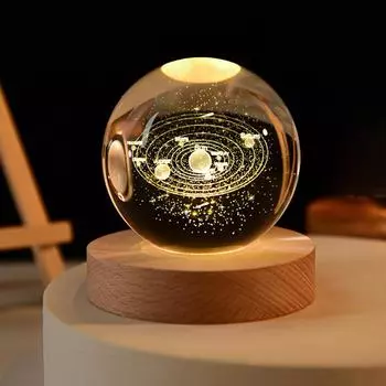 USB светодиодный ночник, лампа Galaxy Crystal Ball, 3D-лампа Planet Moon, украшение для дома USB Plug