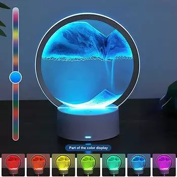 USB светодиодный RGB песочный светильник, ночник с движущимся песком, 7 цветов, свет в виде песочных часов, 3D-настольный художественный стол с движущимся песком синий