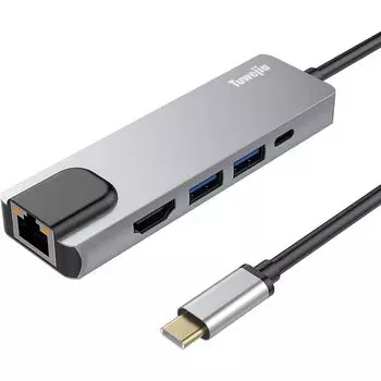 USB тип C HDMI LAN концентратор тип C адаптер-конвертор 5в1 Tuwejia разрешение 4K HDMI выход 1 Гбит/с Ethernet LAN порт передачи данных высокоскоростной PD