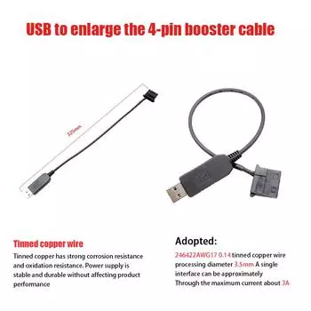 Usb To 4Pin Pwm 5V To 12V Boost Line Usb Sleeved PC Fan Power Adapter Connector Converter Cable For PC Cooler Fans Cooler A1