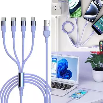 USB Type A Male to 4 Type C Male Splitter Cable USB Multi Charge Cable Connector для телефона High Speed