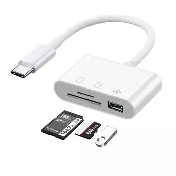 USB Type C адаптер-концентратор 3 в 1 Type C на TF CF SD устройство чтения карт памяти USB конвертер адаптер для телефона Macbook Huawei Samsung Xiomi белый