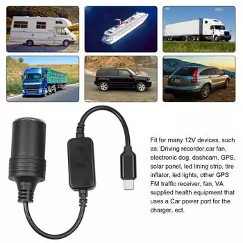 USB Type C в гнездо прикуривателя автомобиля, переходник, шнур для автомобильного прикуривателя, автомобильный пылесос