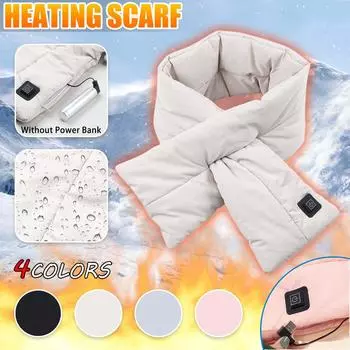 USB умный шарф для мужчин и женщин на шею и плечи, зимняя защита от холода и теплый нагревательный шарф One Size чёрный