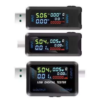 USB/USB C Цифровой измеритель мощности Тестер Мультиметр Текущий тест для телефона