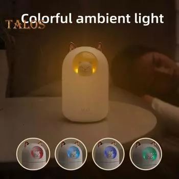 USB-увлажнитель воздуха с большой емкостью, 2 режима распыления, автоматическое выключение, низкий уровень шума, увлажнитель воздуха в форме кошки, диффузор эфирных масел с ночником белый