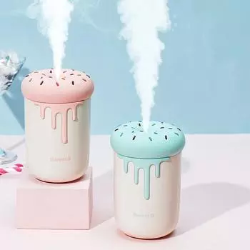 USB with Romantic LED Lamp Ultrasonic Mini Car Water Mist Maker Atomizer 250ml Lovely Donut Air Humidifier синий