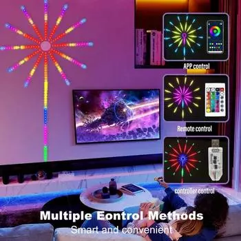 USB водонепроницаемый светодиодный фейерверк RGB Smart Bluetooth Light Bar управление через приложение синхронизация музыки спальня ТВ настенный бар рождественское украшение