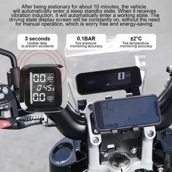 USB зарядка автоматическая охранная сигнализация беспроводные внешние датчики TPMS мотоцикл высокоточный датчик давления в шинах система мониторинга чёрный