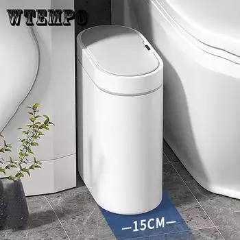USB-зарядка, умный датчик, мусорный бак, электронный автоматический бытовой туалет, ванная комната, водонепроницаемое ведро для хранения с узким швом, умный дом, мусорное ведро белый