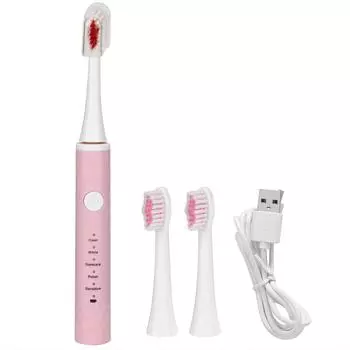 USB зарядка водонепроницаемая электрическая зубная щетка интеллектуальная 5 режимов ультразвуковая вибрация мягкая розовый
