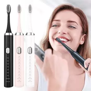 USB зарядка звуковая вибрация электрическая зубная щетка для взрослых USB зарядка умная зубная щетка 8 режимов сменная насадка уход за полостью рта белый
