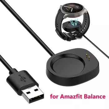 USB-зарядная док-станция для кабеля Amazfit Balance A2286, зарядное устройство для смарт-часов, магнитный адаптер USB-A для зарядного шнура, 3,3 фута/100 см, черный чёрный