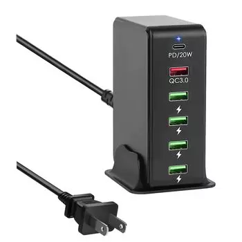 USB-зарядное устройство для быстрого заряда 65 Вт, зарядное устройство PD, 6 портов, 6 устройств, сетевой адаптер, концентратор, удлинитель, зарядное устройство для смартфона, зарядное устройство USB, совместимо с моделями