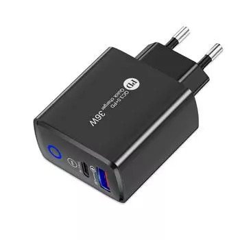 USB-зарядное устройство для быстрой зарядки PD Type C, быстрая зарядка QC3.0, мобильный телефон, настенный адаптер для iPhone 16 Pro, Xiaomi 14, 15, Samsung S24 Black EU Plug
