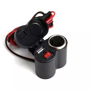USB зарядное устройство для мотоцикла, гнездо прикуривателя с выключателем, USB-зажигалка, адаптер питания для руля мотоцикла, водонепроницаемый чёрный