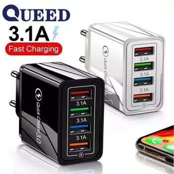 USB-зарядное устройство с вилкой EU Quick Charge 3.0 для телефонного адаптера